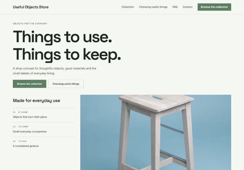 Useful Objects Store website concept