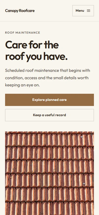 Canopy Roofcare phone layout