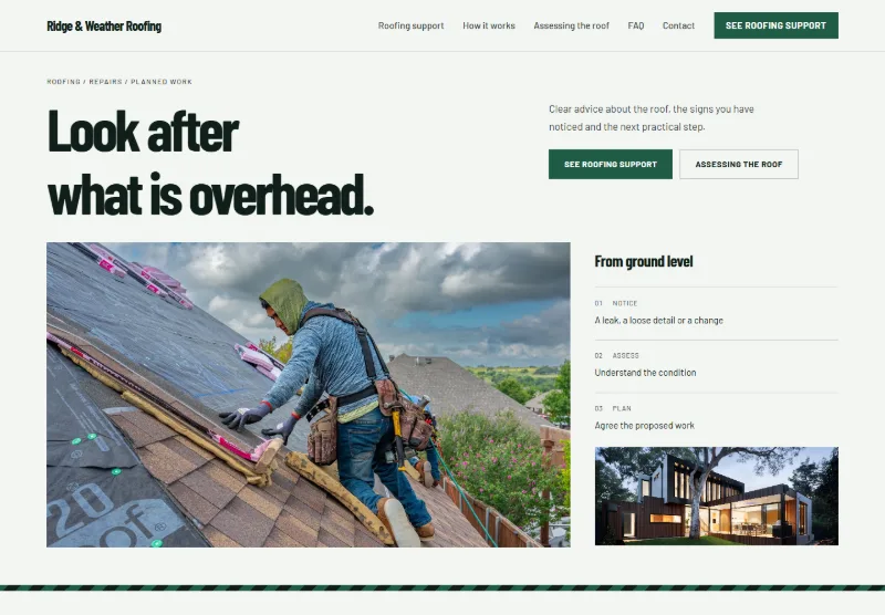 Ridge & Weather Roofing website concept