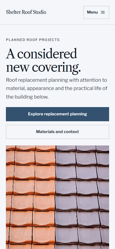 Shelter Roof Studio phone layout