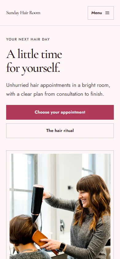 Sunday Hair Room phone layout