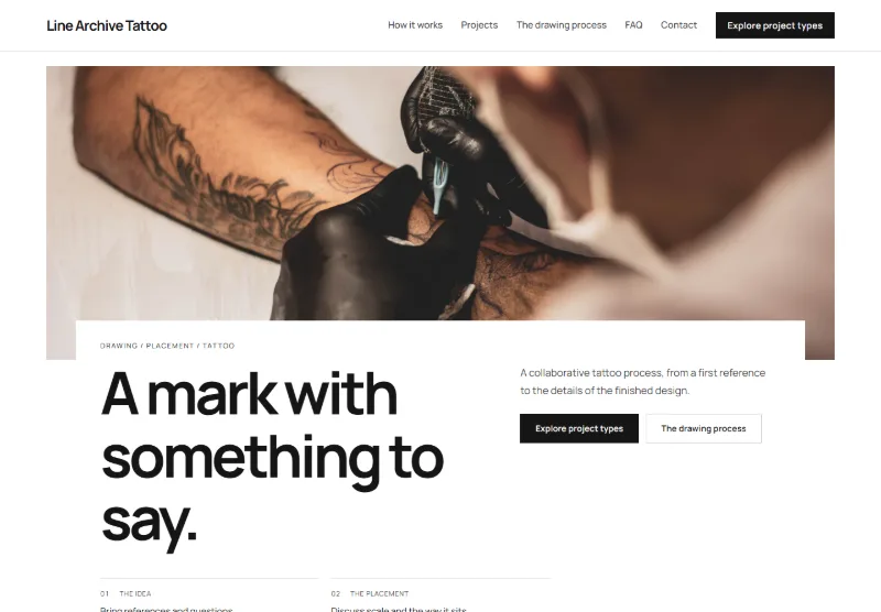 Line Archive Tattoo website concept