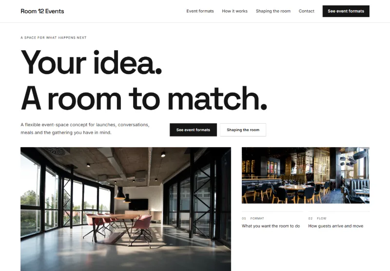 Room 12 Events website concept