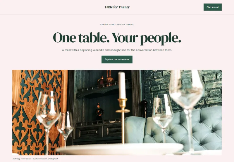 Table for Twenty website concept
