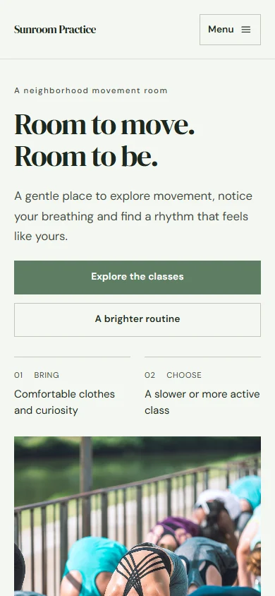 Sunroom Practice phone layout