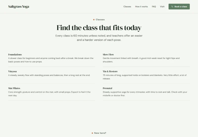 Saltgrass Yoga page detail