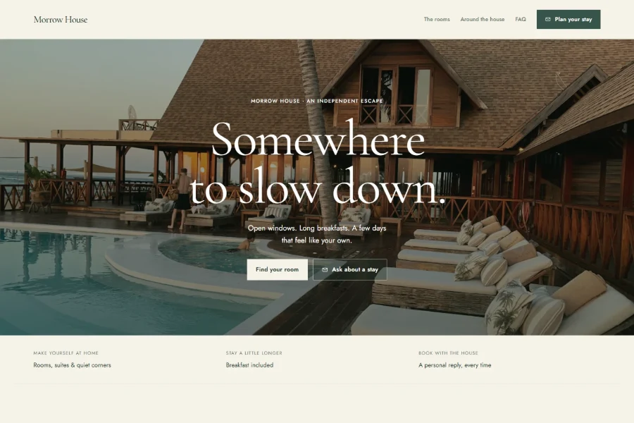 Morrow House website design, an illustrative studio concept
