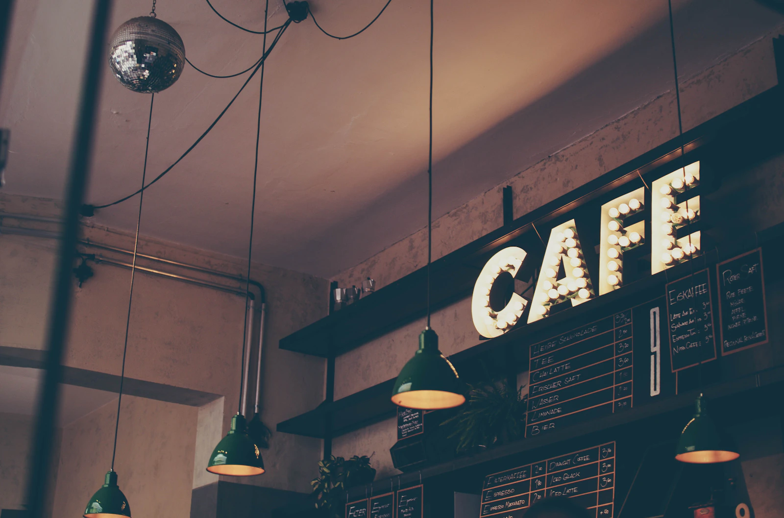Sunlit neighborhood coffee shop